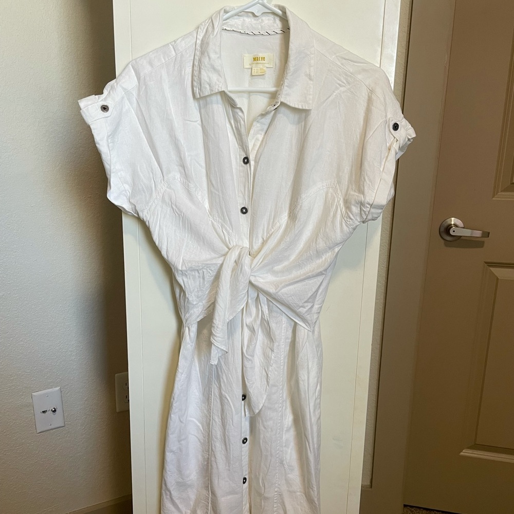 Maeve Anthropologie White Shirt-Dress - Size M